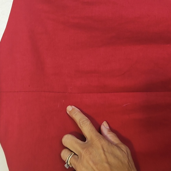 VINTAGE 90S Linen Double Breasted Boss Lady Red Long Line Blazer Small - Picture 12 of 13